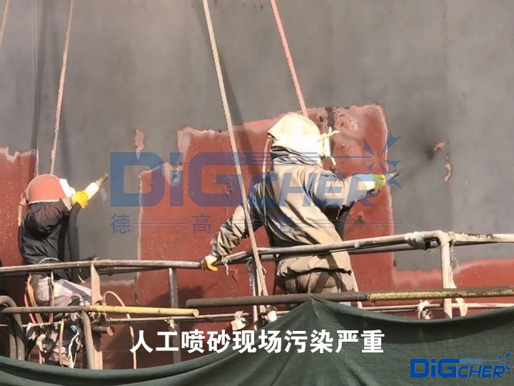 人工喷砂现场污染严重
