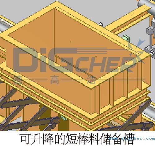 可升降的短棒料储备槽
